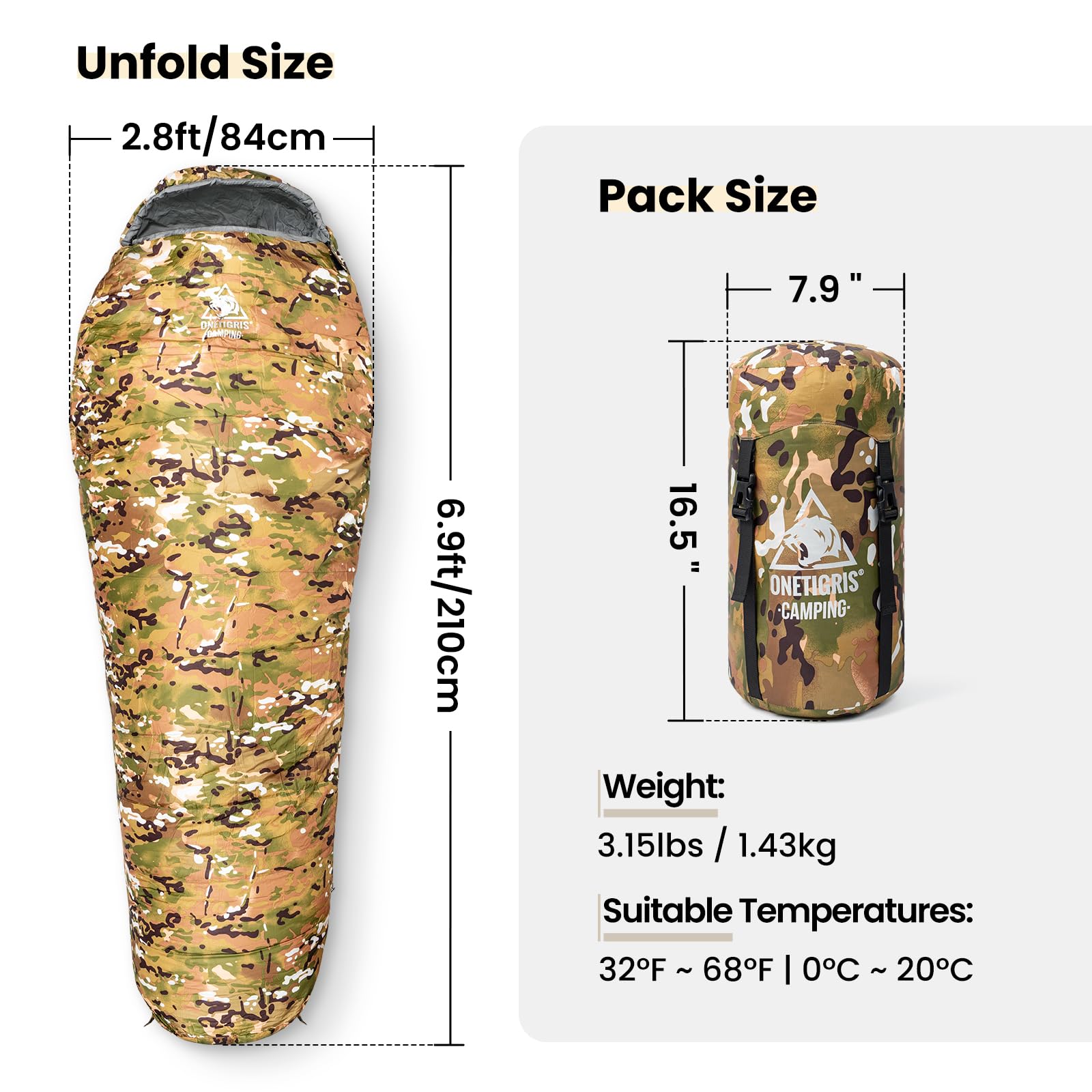 Amazon.com : OneTigris Sleeping Bag, Survival Gear, 32°F Cold